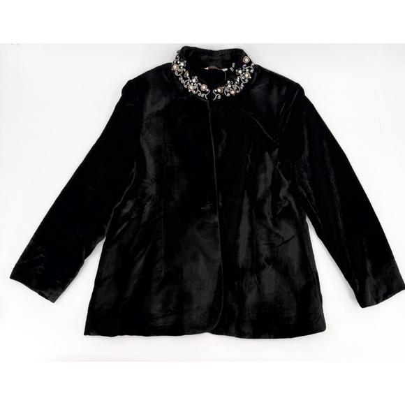 Soft Surroundings Jackets & Blazers - Soft Surroundings Jacket Womens Petite Large Single Buttons Rhinestones Velvet